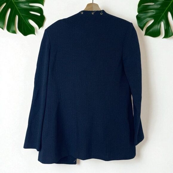 St. John Collection Textured Knit Blazer with Gold Grommet Detail - Picture 4 of 10